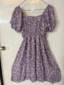 Charming Lavender Floral Print Dress