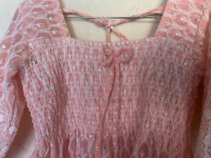 Peach Embroidered Top
