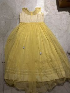 yellow vintage gown net dress