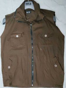 Men's Brown Sleeveless Jacket