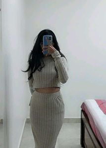 Ribbed Crop Top and Skirt Set
