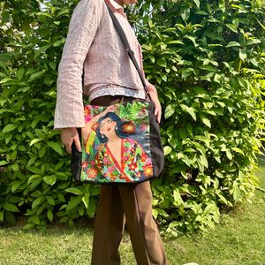 Brand new Handpainted Large spring Girl tote bag