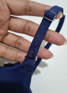 Navy Blue And Black Pushup Bra