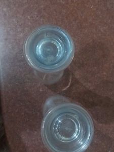Set of 2 Clear Tall Glasses with Blue Base