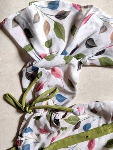 Cute Green Pinafore Dress with Floral Top