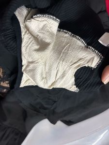 Black Ribbed Crop Top with Buttons