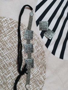 necklace set silver colour