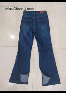 Miss Chase Blue Denim Flare Slit Jeans