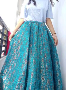 Beautiful Teal Brocade lehnga