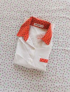 Cute White &amp; Orange Polka Dot Top