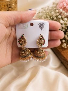 Ethnic Jhumka Earrings with Pearls