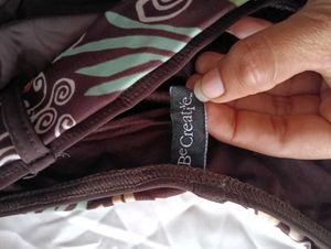 Brown Bikini Bottom with Patterned Waistband