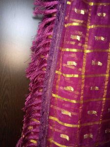 Purple &amp; Gold Checkered saree
