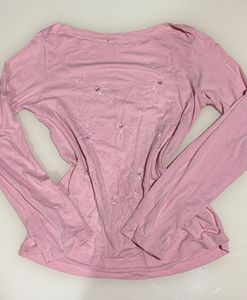 Cute Pink Floral Long Sleeve Top