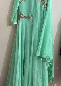 Stunning Mint Green Embroidered Gown
