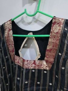 Black Party Wear Banarasi Kurti.