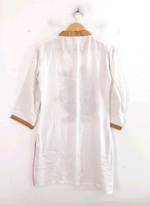 White With Floral Embroidered Kurtas (Women's)