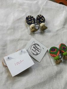 Unique Handmade Fabric Earrings (Combo of 3)