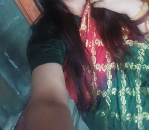 Elegant Green &amp; Red Brocade Saree
