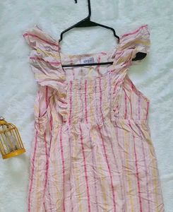 Pink Striped Smocked Maxi Dress