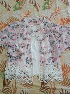 White Tank Top with Floral Kimono