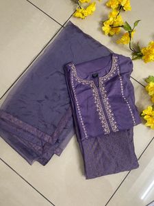 Purple Cotton Kurta Set