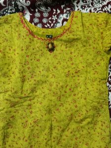 Floral Print Green Kurta