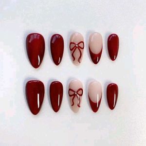 Chic Red Bow Press-On Nails