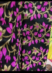 Beautiful Black Saree with Pink &amp; Gold