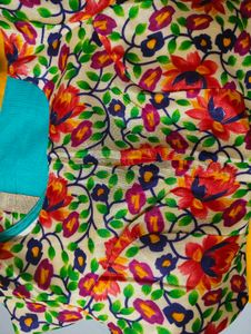 Beautiful Teal Saree with Floral Border