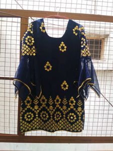 Gold Foil Embroidery Sharara Set