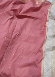 Elegant Pink Saree with Gold Border
