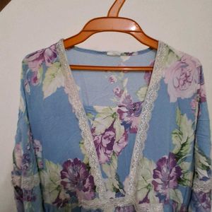 Elegant Blue Floral Maxi Dress