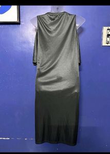 Satin Cold Shoulder Midi Dress