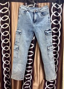 Womens blue Cargo Jeans