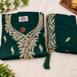 Embroidered Teal Green Kurta Set