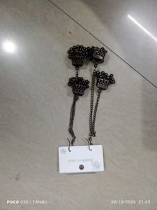 Black Jhumka Style Chain Earrings