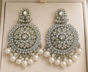 Elegant Silver Pearl Chandelier Earrings