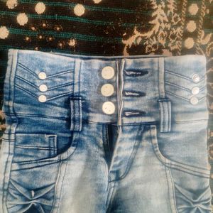 High Waisted Blue Denim Jeans