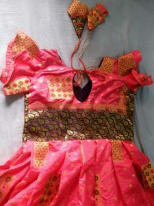 Handstitched Pink &amp; Gold Anarkali 🌟✨️
