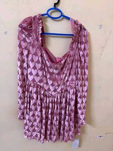 Pink Heart Print Mini Dress