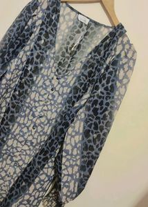 Grey Black Multi Print Top For Healty Girl Or Women