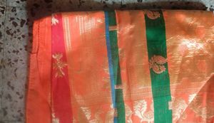 Orange &amp; Multicolor Saree