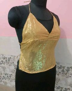 Sparkling ✨Gold Sequin Halter Top