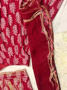 Maroon Printed Lehenga Choli Set with Dupatta