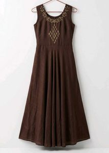 Elegant Brown Embroidered Gown