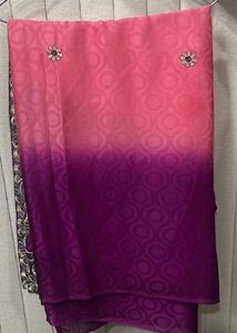 Beautiful Pink &amp; Purple Embroidered Saree