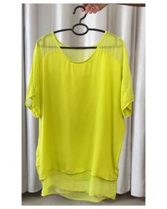 Vibrant Lime Sheer Layered Tunic Top