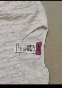 White Textured Long Sleeve Top