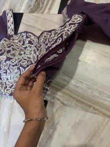 Embroidered Purple Blouse , plazo wit